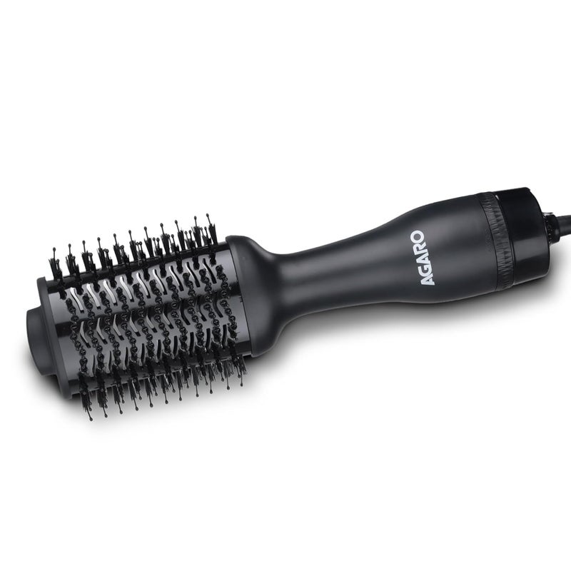 AGARO HV2179 Hot Air Brush for Hair, Blow Dryer Brush, Volumizer & Styler, 360° Airflow Vent, Oval Barrel for Hair Volume, Charcoal Bristles, Ceramic Tourmaline Coating Brushing Head, 1200W, Black - Image 1