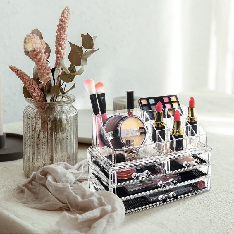 Ikee Design Acrylic Makeup Organizer with 4 Drawers and Removable Top Lipstick Holders, Ideal for Make-up or Accessories,Enhance Your Vanity or Bathroom with Clear Design for Quick Visibility - Image 5