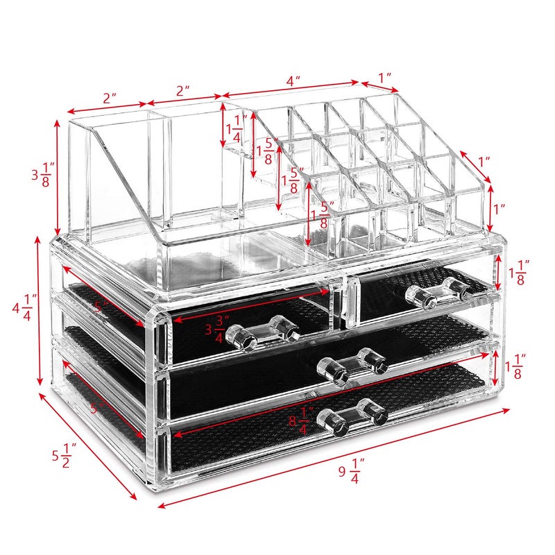 Ikee Design Acrylic Makeup Organizer with 4 Drawers and Removable Top Lipstick Holders, Ideal for Make-up or Accessories,Enhance Your Vanity or Bathroom with Clear Design for Quick Visibility - Image 2