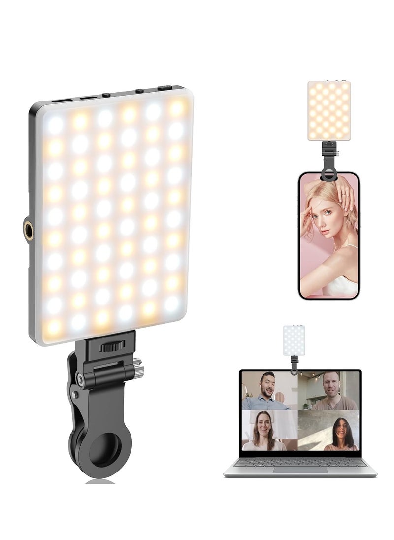 Generic Portable Selfie Light with 60 LED, Rechargeable Dimmable Camera Light for Phones, Laptops, Tablets, and Cameras, 2500K-9000K, with Clip & Double 1/4" Screw Hole for Selfies and Video Conferences  - Image 1