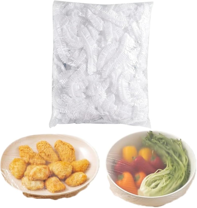 عبوة من 100 غطاء طعام، أكياس تخزين طعام مرنة، أكياس محكمة الإغلاق، غلاف بلاستيكي قابل لإعادة الاستخدام مع شريط مطاطي، أكياس محكمة الإغلاق لتخزين الخضراوات والفواكه