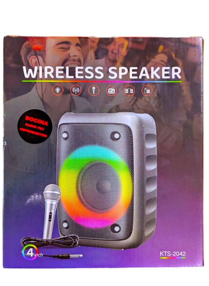 KTS - KTS-2042 Portable Bluetooth speaker with Wireless Microphone ,TWS & FM & USB (4 inch) - Image 1