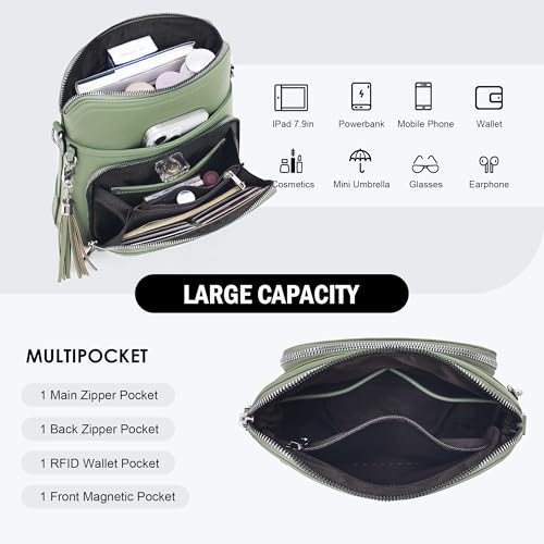 Roulens Crossbody Purse for Women Vegan Leather Medium Crossbody Wallet Bag for Travel Women Shoulder Handbags with Tassel - Image 5