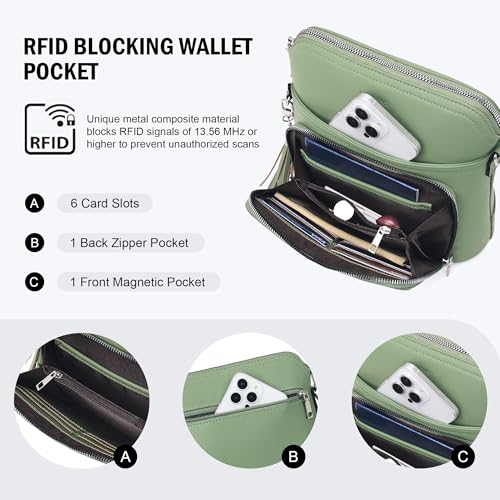 Roulens Crossbody Purse for Women Vegan Leather Medium Crossbody Wallet Bag for Travel Women Shoulder Handbags with Tassel - Image 3