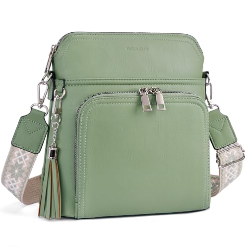 Roulens Crossbody Purse for Women Vegan Leather Medium Crossbody Wallet Bag for Travel Women Shoulder Handbags with Tassel - Image 1