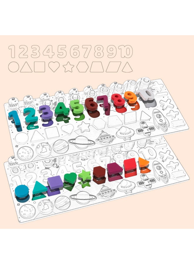 لعبة صيد السمك للأطفال الصغار مكعبات بناء خشبية للأطفال شكل رقمي معرفي للأولاد والبنات ألعاب تعليمية للتعليم المبكر - اللون: لوحة لوغاريتمية كونية - Image 2