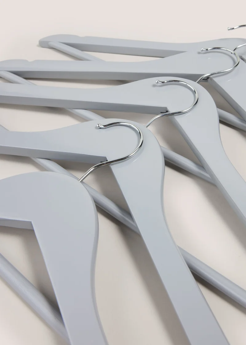 Matalan 10 Pack Grey Wooden Hangers