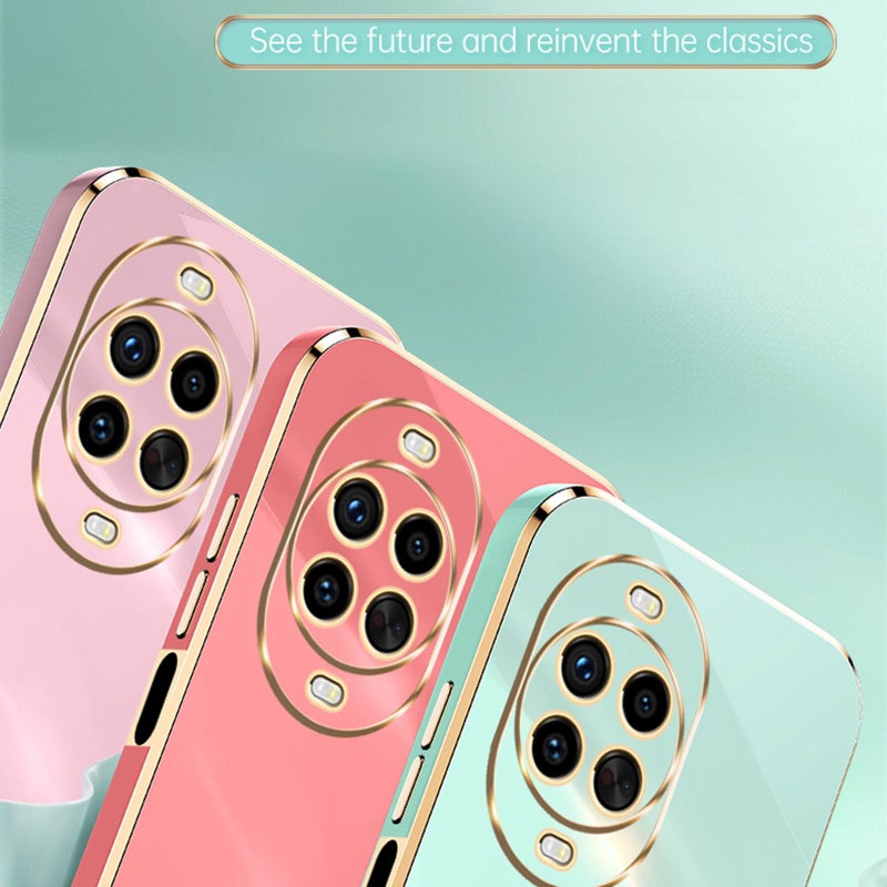 شين لي تونج جراب هاتف Huawei Nova 14 Pro ذو الحافة المستقيمة 6D المصنوع من مادة TPU المطلية بالكهرباء مع حامل حلقي (وردي) - Image 3