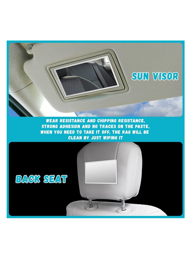 2 Pieces Car Visor Mirrors Makeup Mirror for Car Visor Stick on Car Vanity Mirror Sun-Shading Cosmetic Mirror Large Stainless Steel Wife Girlfriend Make Up in Car 5.91 x 3.15 Inch and 4.33 x 2.36 Inch - Image 3