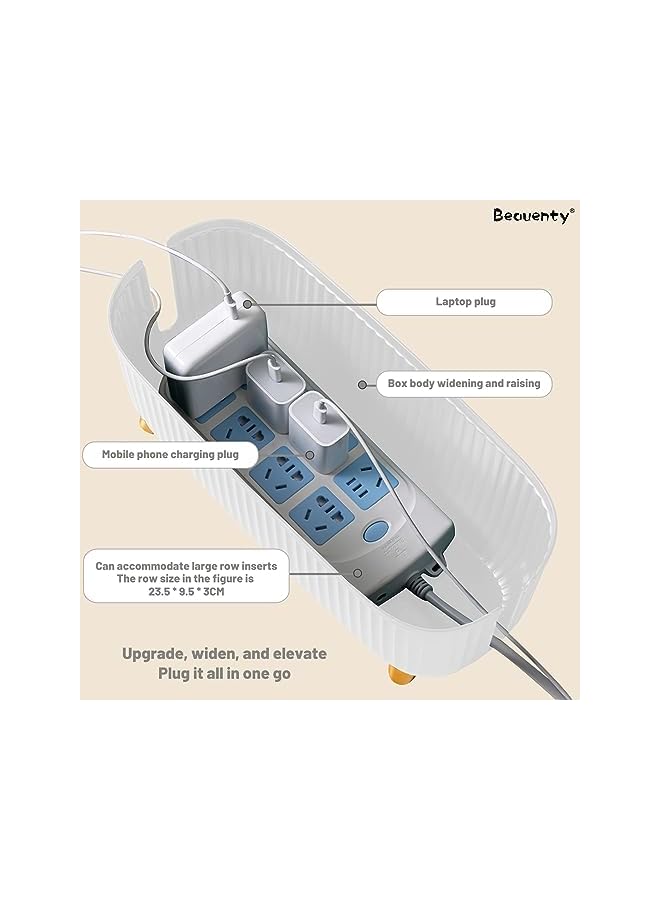 Beauenty Cable Management Box, Insulated Cable Organizer Box for Desk Core, Wires, Power Strip Holder for Home, Office (White) - Image 3