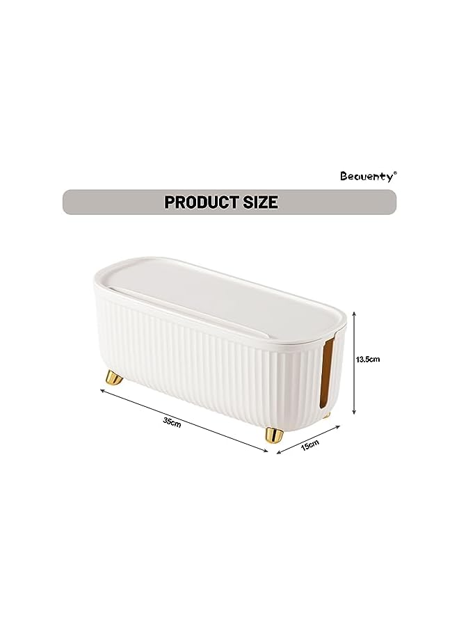 Beauenty Cable Management Box, Insulated Cable Organizer Box for Desk Core, Wires, Power Strip Holder for Home, Office (White) - Image 2