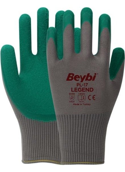 Beybi PL17 Polyester Knitted Latex Glazier Work Gloves Size 10 - 144 Pairs  - Image 4
