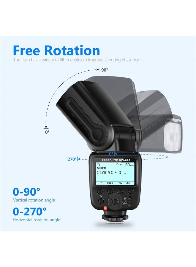 Neewer NW625 GN54 Speedlite Flash for Canon Nikon Panasonic Olympus Pentax Fujifilm DSLRs and Mirrorless Cameras and Sony with Mi Hot Shoe like a9 a7 a7II a7III a7R III a7RII a7SII a6000 a6300 a6500 - Image 1