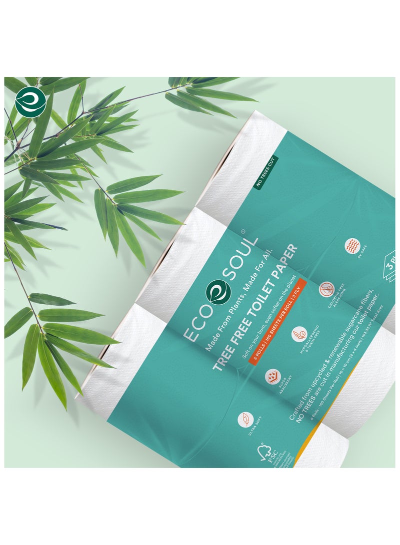 ECO SOUL Compostable Toilet Paper, 2 Ply, 200 sheets, Pack of 4  - Image 2