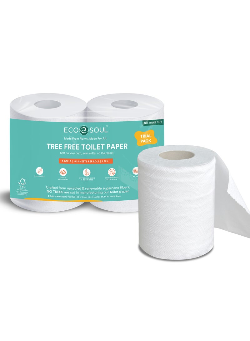 ECO SOUL Compostable Toilet Paper, 2 Ply, 200 sheets, Pack of 4  - Image 1