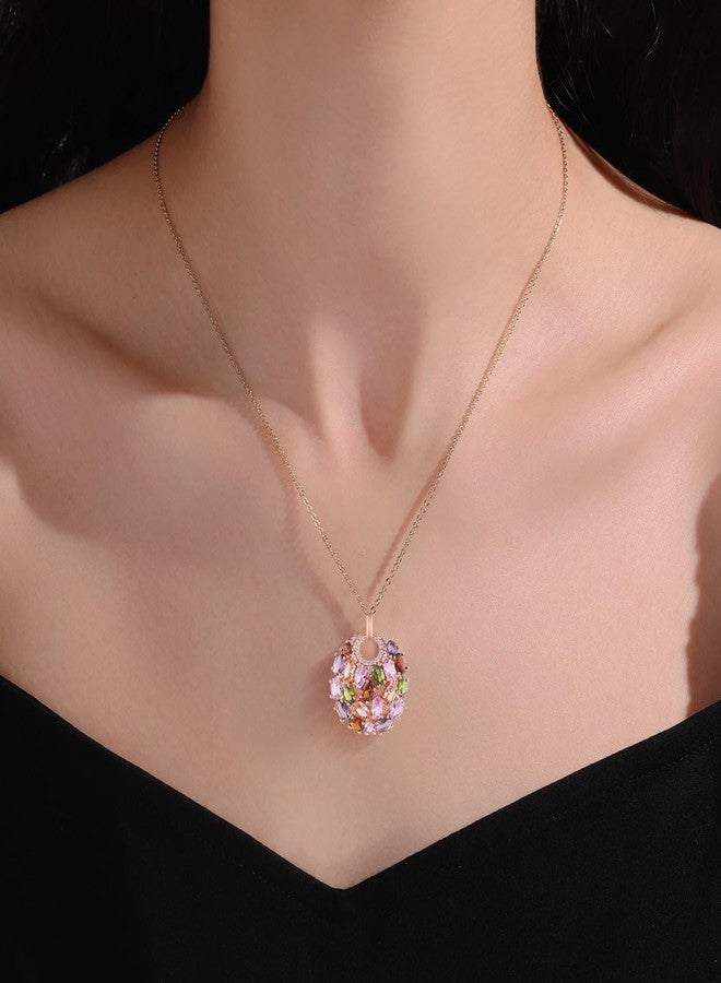 Merdia Elements Created Crystal Fashion Bridal Jewelry Sets Created Crystal Necklace and Earrings for Women | Rose Gold Jewelry Set | Womens Jewelry | Multicolor Necklace and Earring Set Fashion Jewelry for Women - Image 4