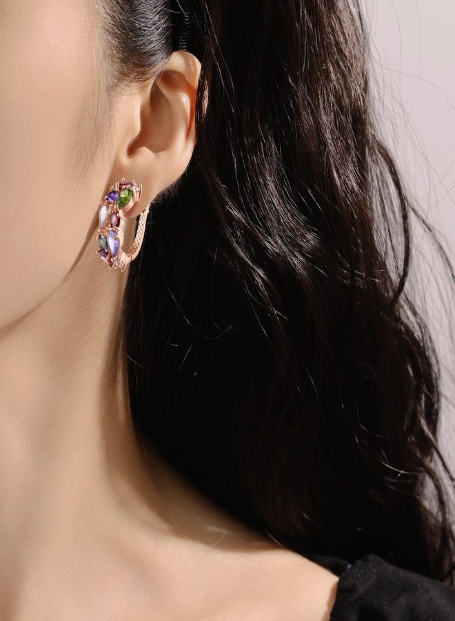 Merdia Elements Created Crystal Fashion Bridal Jewelry Sets Created Crystal Necklace and Earrings for Women | Rose Gold Jewelry Set | Womens Jewelry | Multicolor Necklace and Earring Set Fashion Jewelry for Women - Image 5
