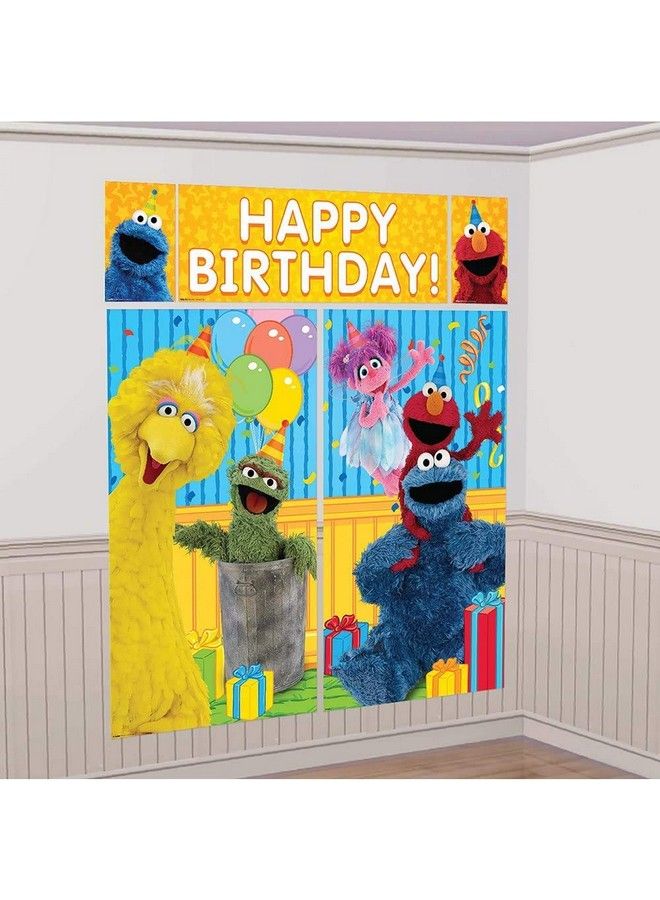 Amscan Sesame Street Elmo Scene Setters Wall Banner Decorating Kit Birthday Party Supplies,Multicolor - Image 1