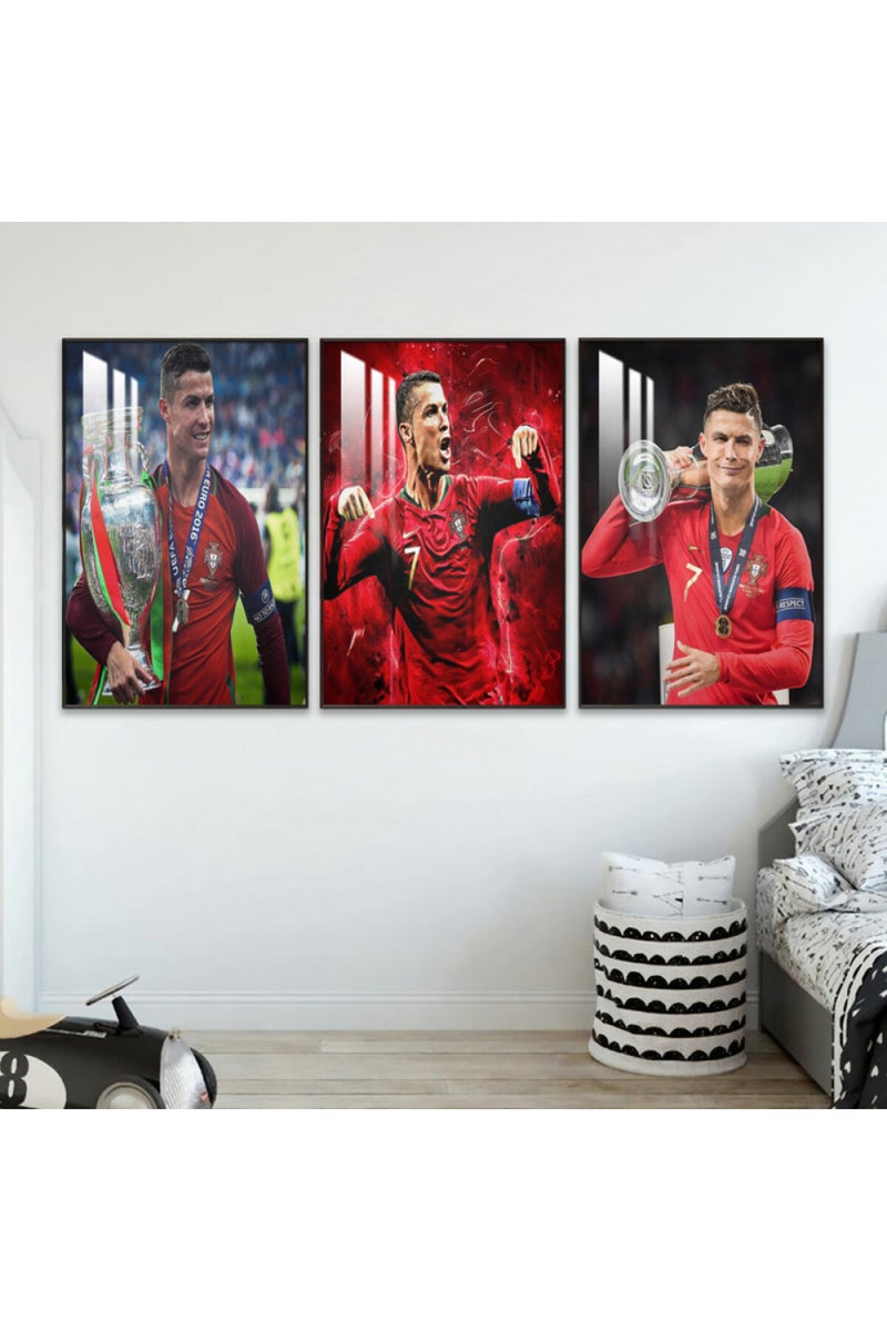 Marktna Three wooden wall painting with a frame and a clear acrylic layer - Image 1