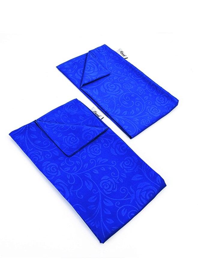 snooze - Snooze Flat Jakared microfiber Bed Sheet - Blue  (flowery design) 220*240 Cm + Free 2 Pillowcases - Image 1