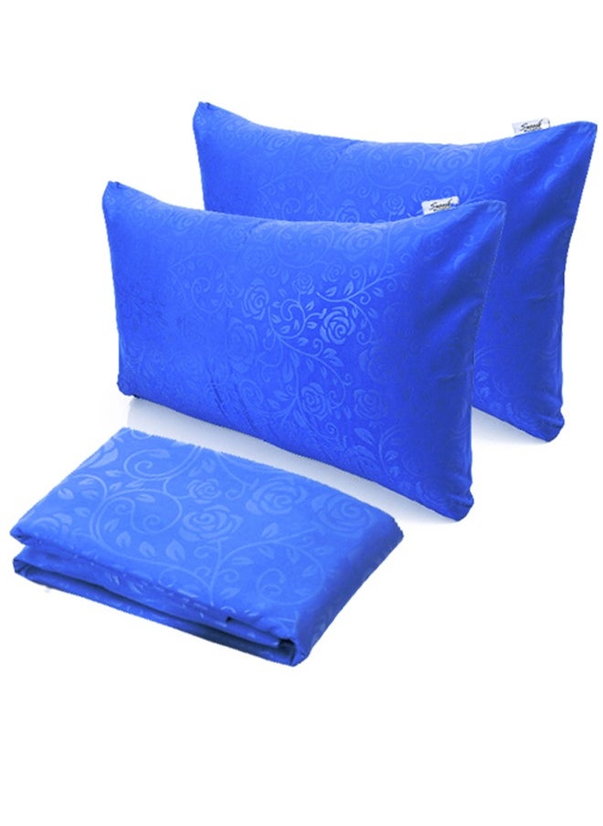 snooze - Snooze Flat Jakared microfiber Bed Sheet - Blue  (flowery design) 220*240 Cm + Free 2 Pillowcases - Image 1