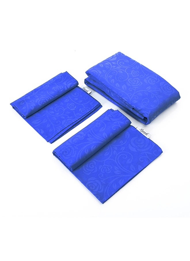 snooze - Snooze Flat Jakared microfiber Bed Sheet - Blue  (flowery design) 220*240 Cm + Free 2 Pillowcases - Image 1