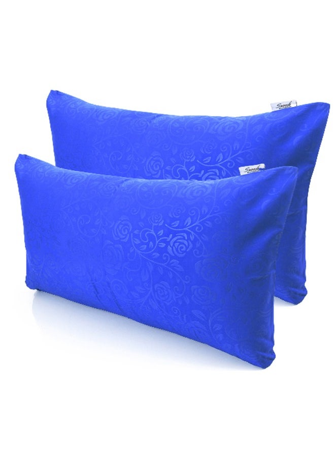 snooze - Snooze Flat Jakared microfiber Bed Sheet - Blue  (flowery design) 220*240 Cm + Free 2 Pillowcases - Image 1