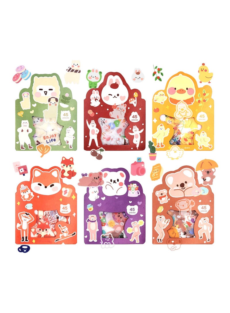 Kawaii Woodland Animal Stickers 6 Pack Cute Decals for Scrapbooks Journals Arts Crafts and DIY Projects - Image 1