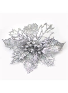 ACLIX Pack Of Four Artificial Flower for Christmas Tree Colorful Glitter Flowers DIY Home Ornaments  - Image 3