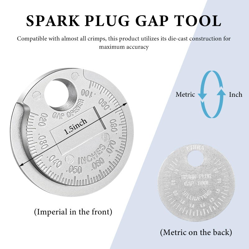 NYTKL Spark Plug Measuring Tool, Wire Spark Plug Gap Gauge Scaled from 0.020 to 0.100 Inch, Universal Zinc Alloy Spark Plug Adjustment Tools Gapper Gauge, Car Accessories (1PCS) - Image 2