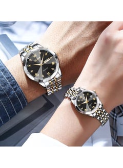 OLEVS OLEVS His and Her Couple Watches Business Men Women Couple Set Pair Watch Matching Romantic Quartz Watch Stainless Steel Waterproof Date Men's Watches Women Watches Wrist Watch  - Image 3