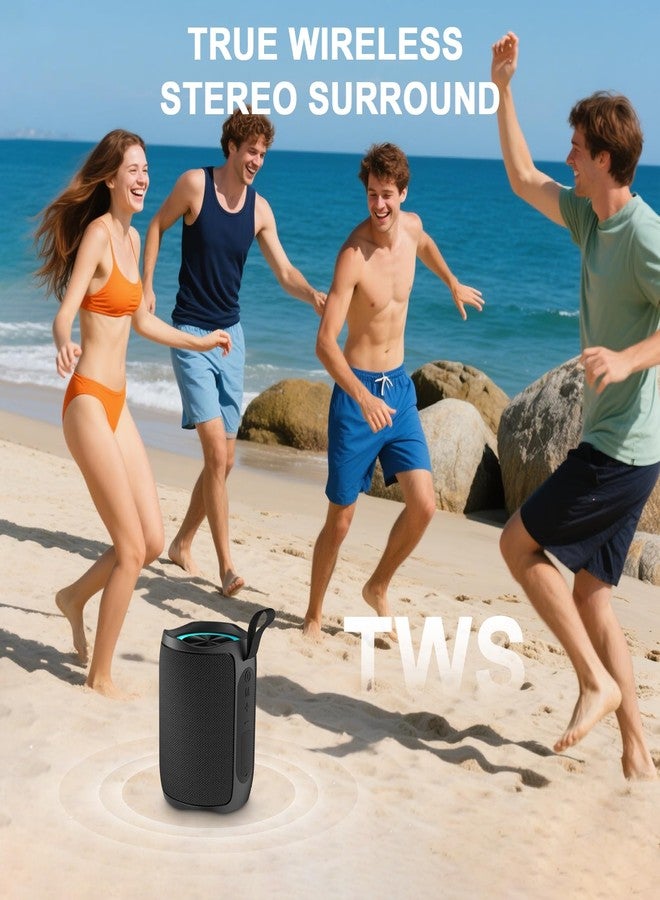 PEICHENG Speaker, Portable Wireless Speaker Waterproof IPX5 Bluetooth 5.3 Speakers Loud Stereo Sound with LED Light TWS Speakers Suitable for Travel, Home and Outdoor Travel, Black(06A) - Image 5