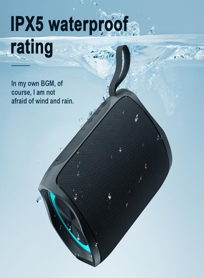 PEICHENG Speaker, Portable Wireless Speaker Waterproof IPX5 Bluetooth 5.3 Speakers Loud Stereo Sound with LED Light TWS Speakers Suitable for Travel, Home and Outdoor Travel, Black(06A) - Image 4