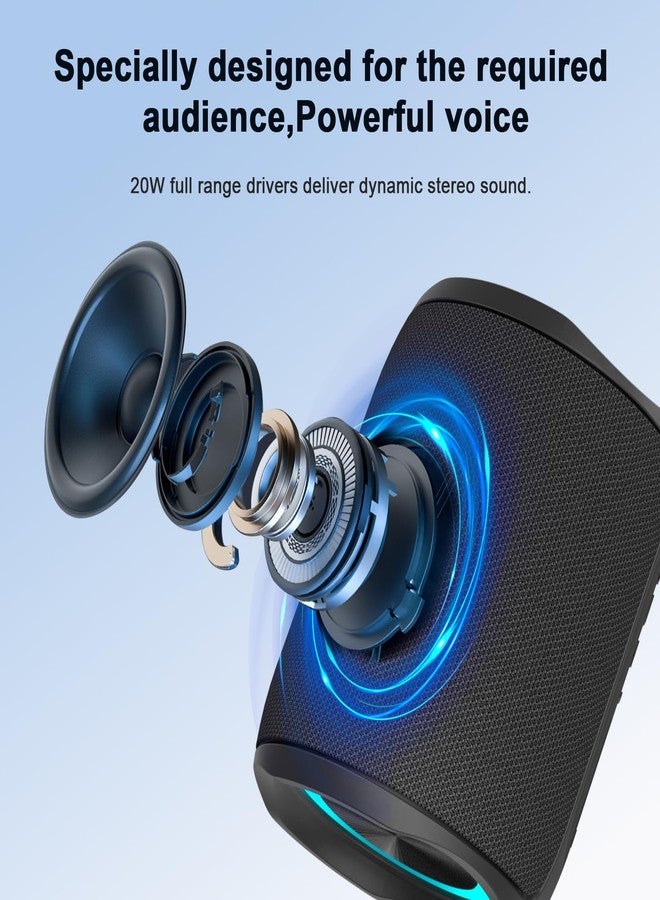 PEICHENG Speaker, Portable Wireless Speaker Waterproof IPX5 Bluetooth 5.3 Speakers Loud Stereo Sound with LED Light TWS Speakers Suitable for Travel, Home and Outdoor Travel, Black(06A) - Image 3
