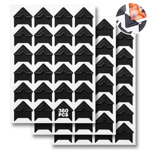 Chiallco 360 Pcs Photo Corners Self Adhesive, Scrapbooking Photo Mounting Corners, Black Photo Mounting Corners for DIY Scrapbook, Photo Album, Memory Books, Picture Frames by CHIALLCO - Image 1