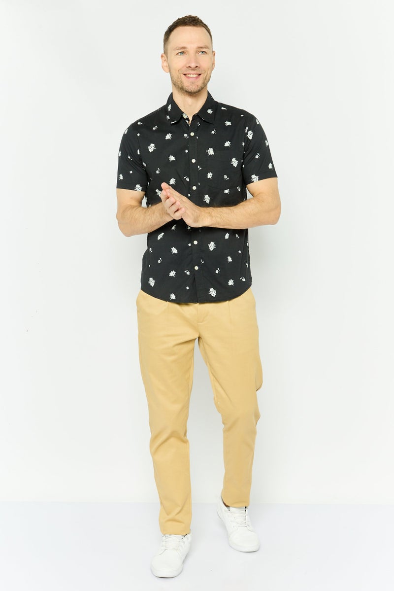 GAP Men Slim Fit Allover Print Short Sleeves Casual Shirt, Dark Grey - Image 4