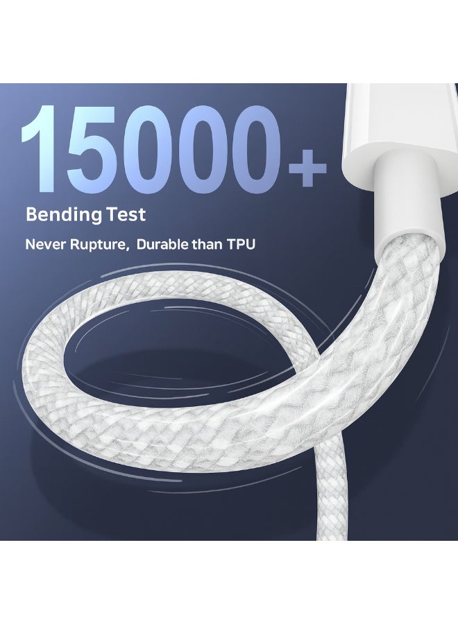كابل شحن سريع USB-C إلى USB-C بطول 1 متر 60 واط مضفر من النايلون – أبيض - Image 2