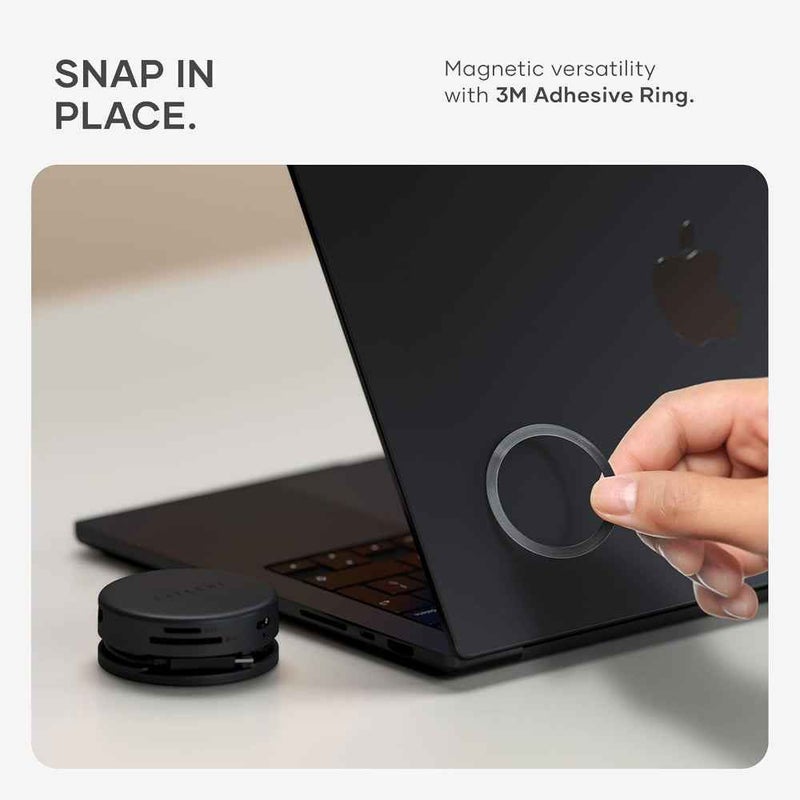 SATECHI OntheGo™ 7-in-1 USB-C Hub | Compact Magnetic Multiport Adapter, 100W PD, HDMI 4K/60Hz, Gigabit Ethernet, 2×USB-A 5Gbps, SD/microSD Reader, Coiled Cable, for Mac & Windows – Space Black black - Image 5
