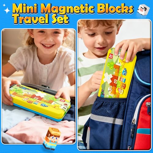 Soyee Magnetic Blocks Travel Toddler Toys Magnet Building Tiles Construction Cubes STEM Sensory Learning Farm Toys with Box Christmas Birthday Gifts for Kids Ages 3 4 5 6 7 8 Year Old Boys Girls - Image 5