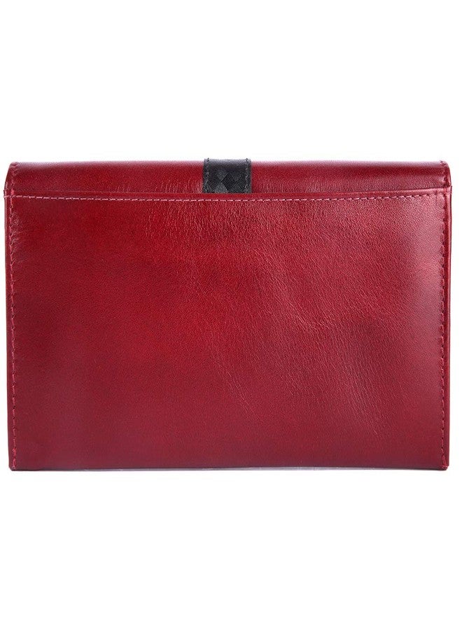 Brooklyn Bridge® Genuine Leather Clutch Wallet for Women Accordion Purse with Coin Chain Pocket and Two ID Window (Crazy Square-Smooth Leather + RFID, Crazy Square-Smooth RED 1) - Image 3