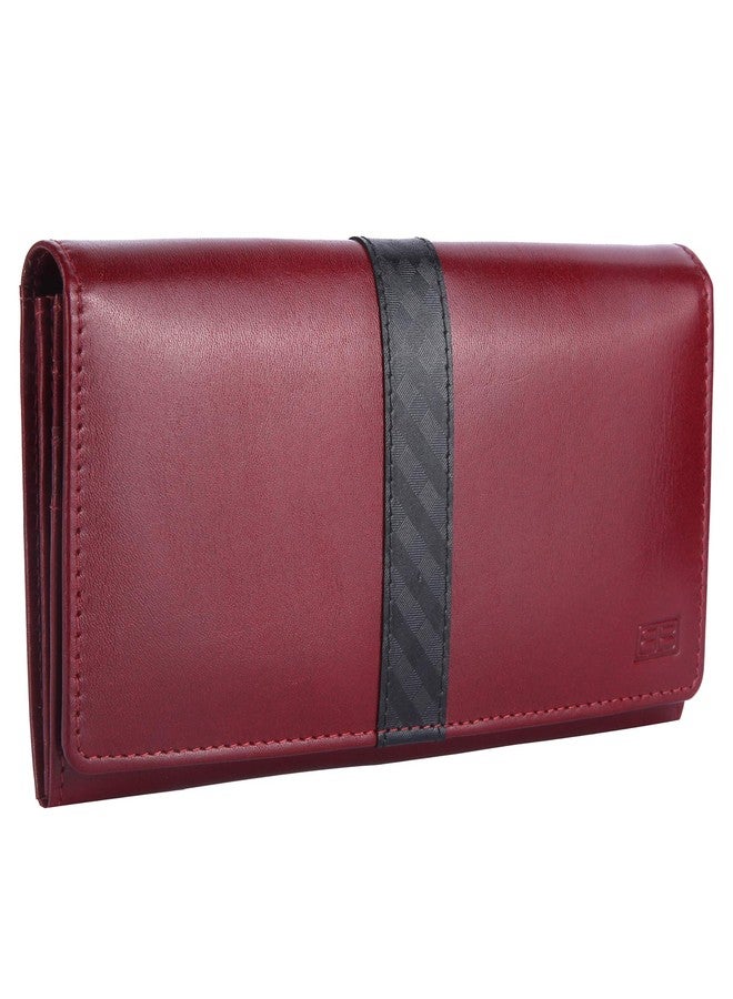Brooklyn Bridge® Genuine Leather Clutch Wallet for Women Accordion Purse with Coin Chain Pocket and Two ID Window (Crazy Square-Smooth Leather + RFID, Crazy Square-Smooth RED 1) - Image 1