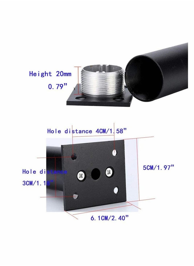SYOSI - 4 Pack Aluminum Alloy Furniture Cabinet Adjustable Feet Metal Round Sofa Bed Foot Legs Support with Screws, 3-Inch Height 1.5-Inch Diameter, Black - Image 1