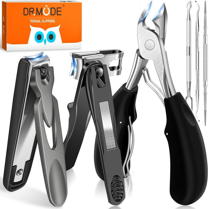 DRMODE Toenail Clippers for Seniors Thick Toenails, DRMODE Heavy Duty Toe Nail Clippers for Men Thick Ingrown Nails with Wide Opening, Large 360 Degree Rotary Anti-Splash Finger Nail Clippers Adult w Catcher - Image 1