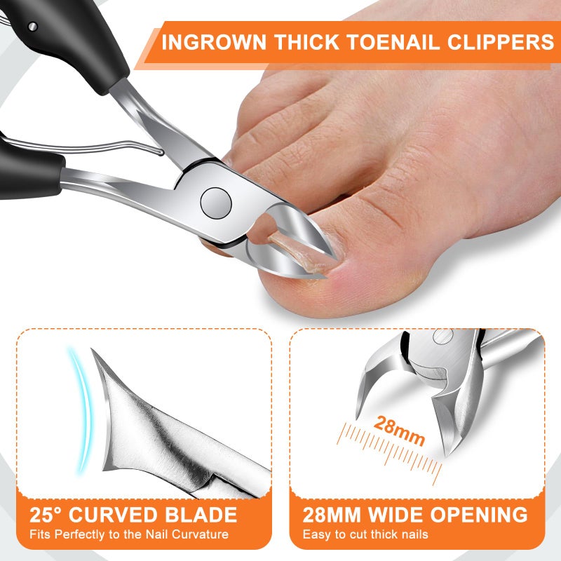 DRMODE Toenail Clippers for Seniors Thick Toenails, DRMODE Heavy Duty Toe Nail Clippers for Men Thick Ingrown Nails with Wide Opening, Large 360 Degree Rotary Anti-Splash Finger Nail Clippers Adult w Catcher - Image 2