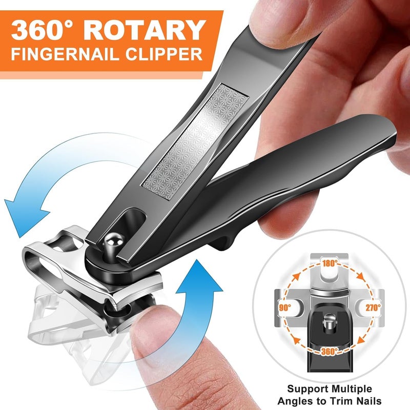 DRMODE Toenail Clippers for Seniors Thick Toenails, DRMODE Heavy Duty Toe Nail Clippers for Men Thick Ingrown Nails with Wide Opening, Large 360 Degree Rotary Anti-Splash Finger Nail Clippers Adult w Catcher - Image 3