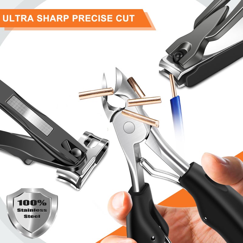 DRMODE Toenail Clippers for Seniors Thick Toenails, DRMODE Heavy Duty Toe Nail Clippers for Men Thick Ingrown Nails with Wide Opening, Large 360 Degree Rotary Anti-Splash Finger Nail Clippers Adult w Catcher - Image 5