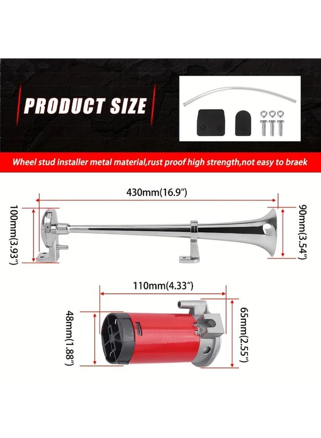 24V Super Loud Car Air Horn Single Trumpet Loud Compressor for Car Truck Boat Train Auto Sound Signal - Image 2