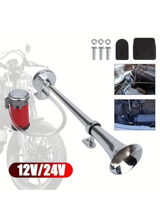 24V Super Loud Car Air Horn Single Trumpet Loud Compressor for Car Truck Boat Train Auto Sound Signal - Image 1