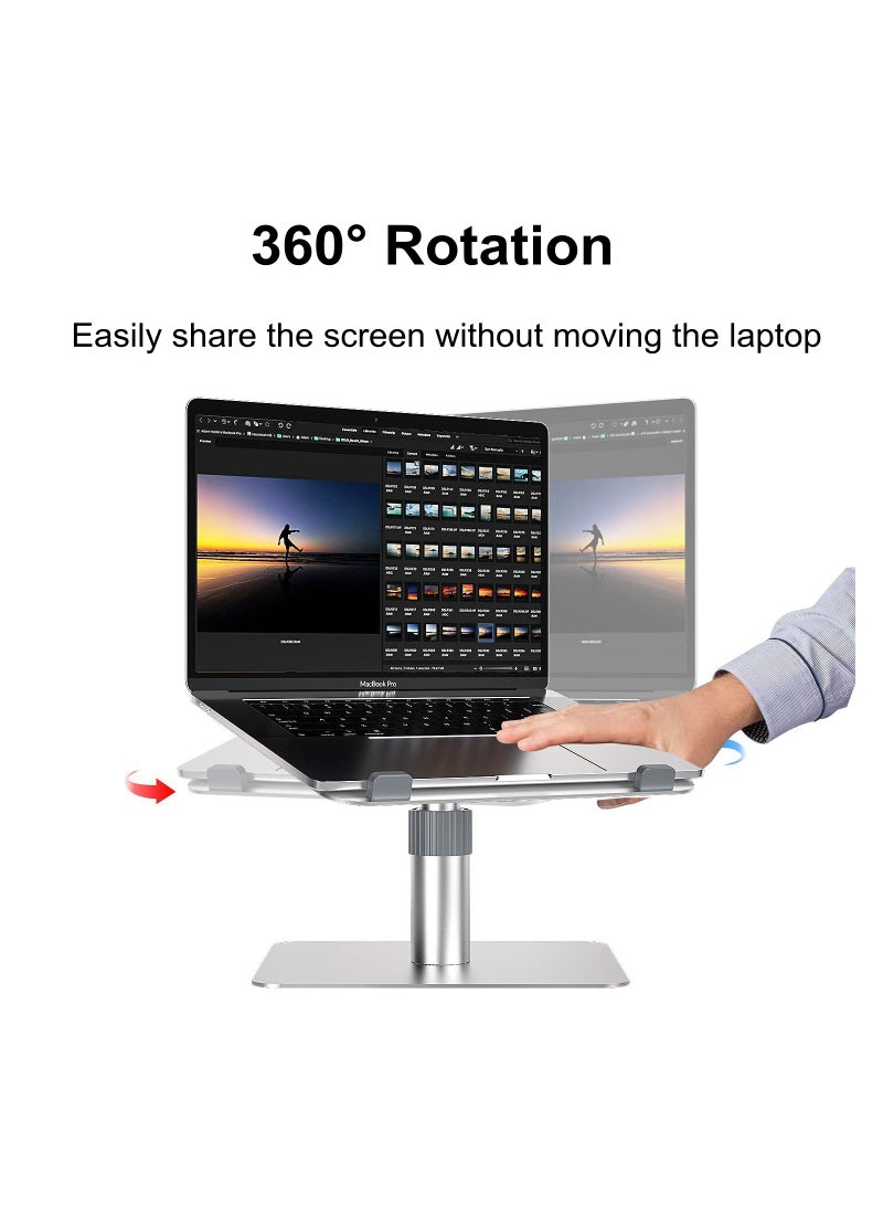 Cool Baby Aluminum Height Adjustable Laptop Stand, Ergonomic Design, 15 Degree Swivel & 360 Degree Tilt Laptop Holder for 10 to 16 Inch Laptops - Image 5