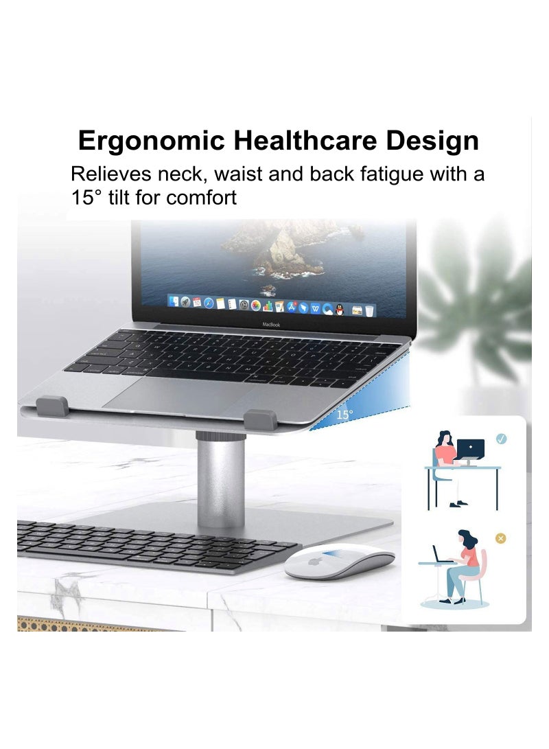 Cool Baby Aluminum Height Adjustable Laptop Stand, Ergonomic Design, 15 Degree Swivel & 360 Degree Tilt Laptop Holder for 10 to 16 Inch Laptops - Image 2